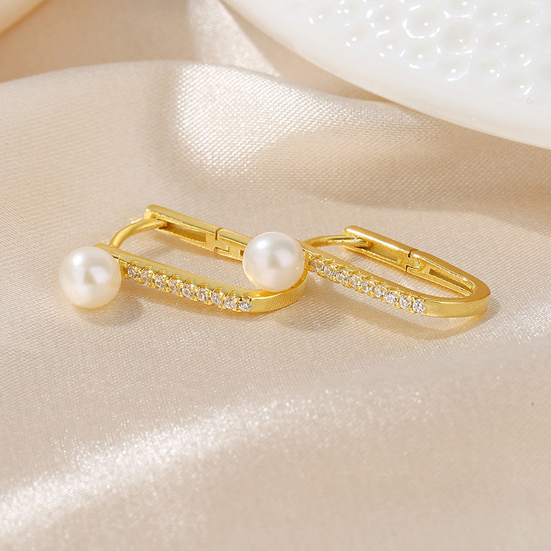 Boucles d'oreilles créoles en perles d'eau douce PE1027