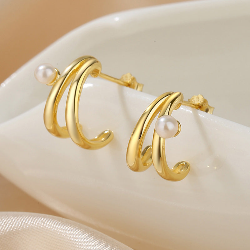 Boucles d'oreilles créoles en perles d'eau douce PE1028