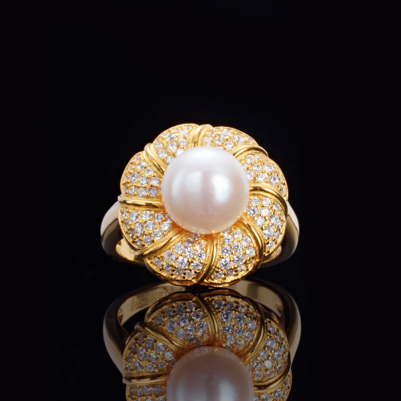 Bague florale en perles d'Akoya 5783