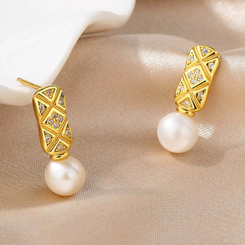 Boucles d'oreilles longue barre poire d'eau douce PE1024