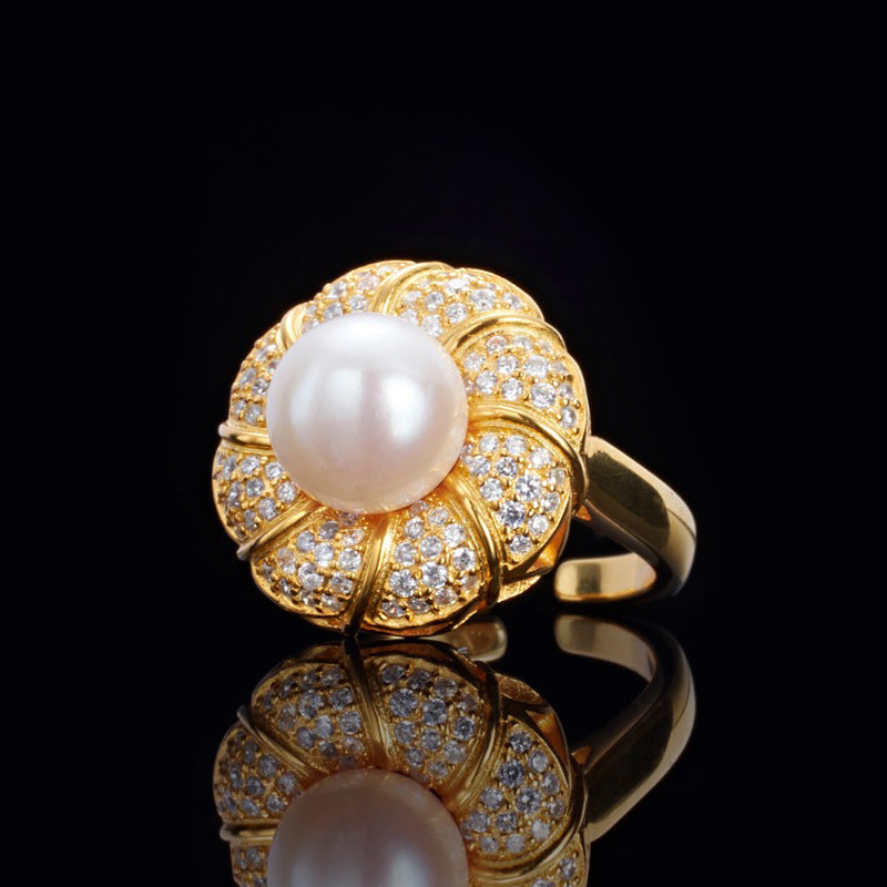 Bague florale en perles d'Akoya 5783