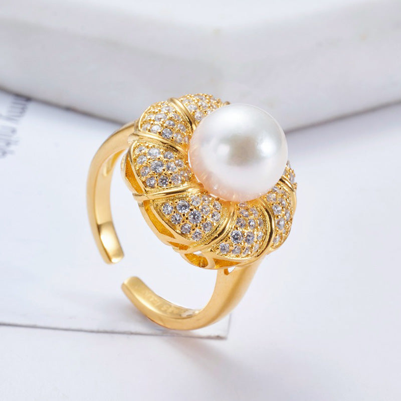 Bague florale en perles d'Akoya 5783