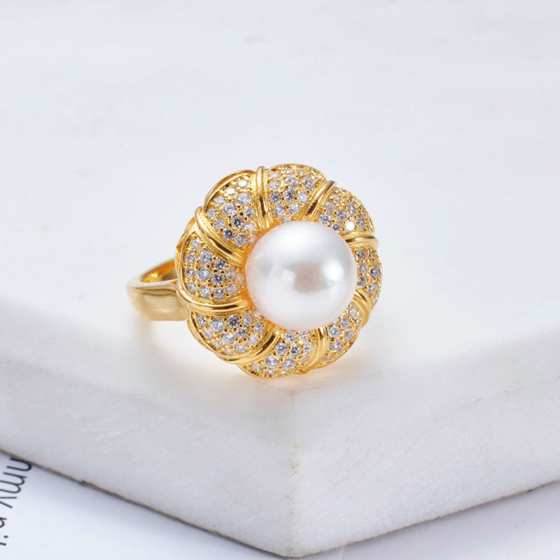 Bague florale en perles d'Akoya 5783