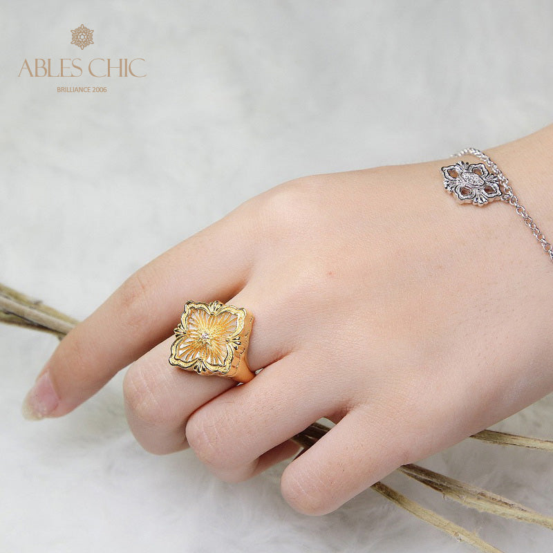 Bague Trèfle à Fretwork Dense 5360