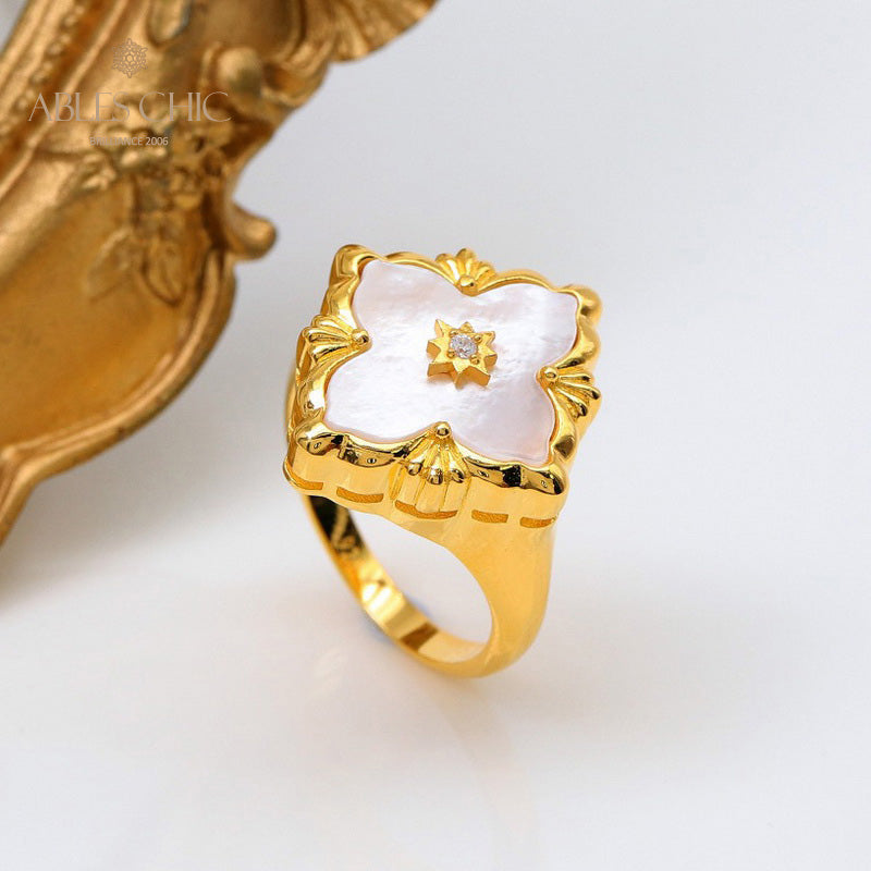 Bague agate trèfle ajourée 5037
