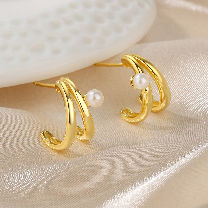 Boucles d'oreilles créoles en perles d'eau douce PE1028