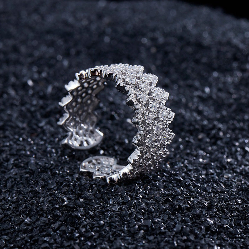 Bague ouverte en pierre à plusieurs rangées de dentelle 5705