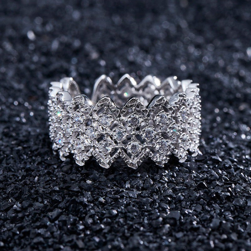 Bague ouverte en pierre à plusieurs rangées de dentelle 5705