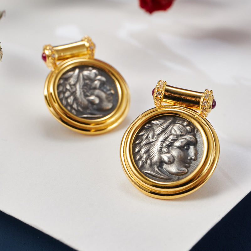 Boucles d’oreilles en pièces de monnaie en lires byzantines 6074
