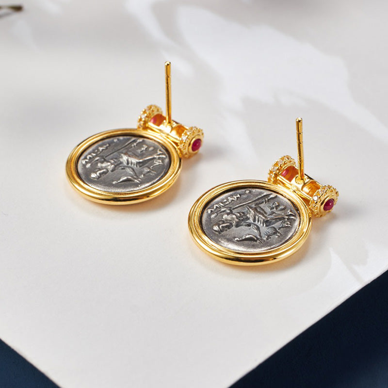 Boucles d’oreilles en pièces de monnaie en lires byzantines 6074