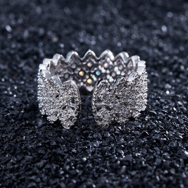 Bague ouverte en pierre à plusieurs rangées de dentelle 5705