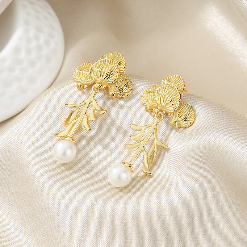 Boucles d'oreilles en grappe de glycine en perles d'eau douce PE1031