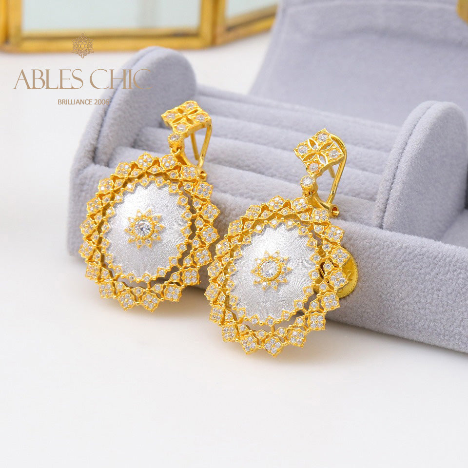 6prs Boucles D'oreilles Fleur En Soie 5049