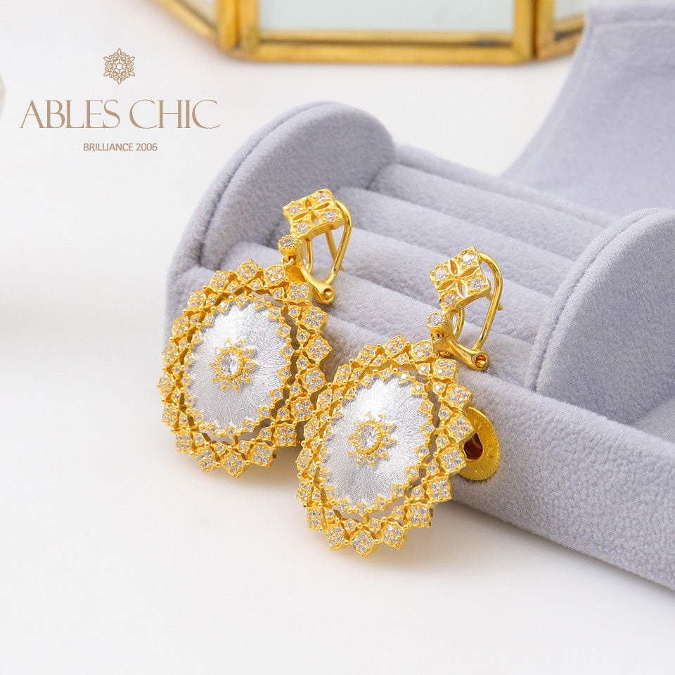 6prs Boucles D'oreilles Fleur En Soie 5049