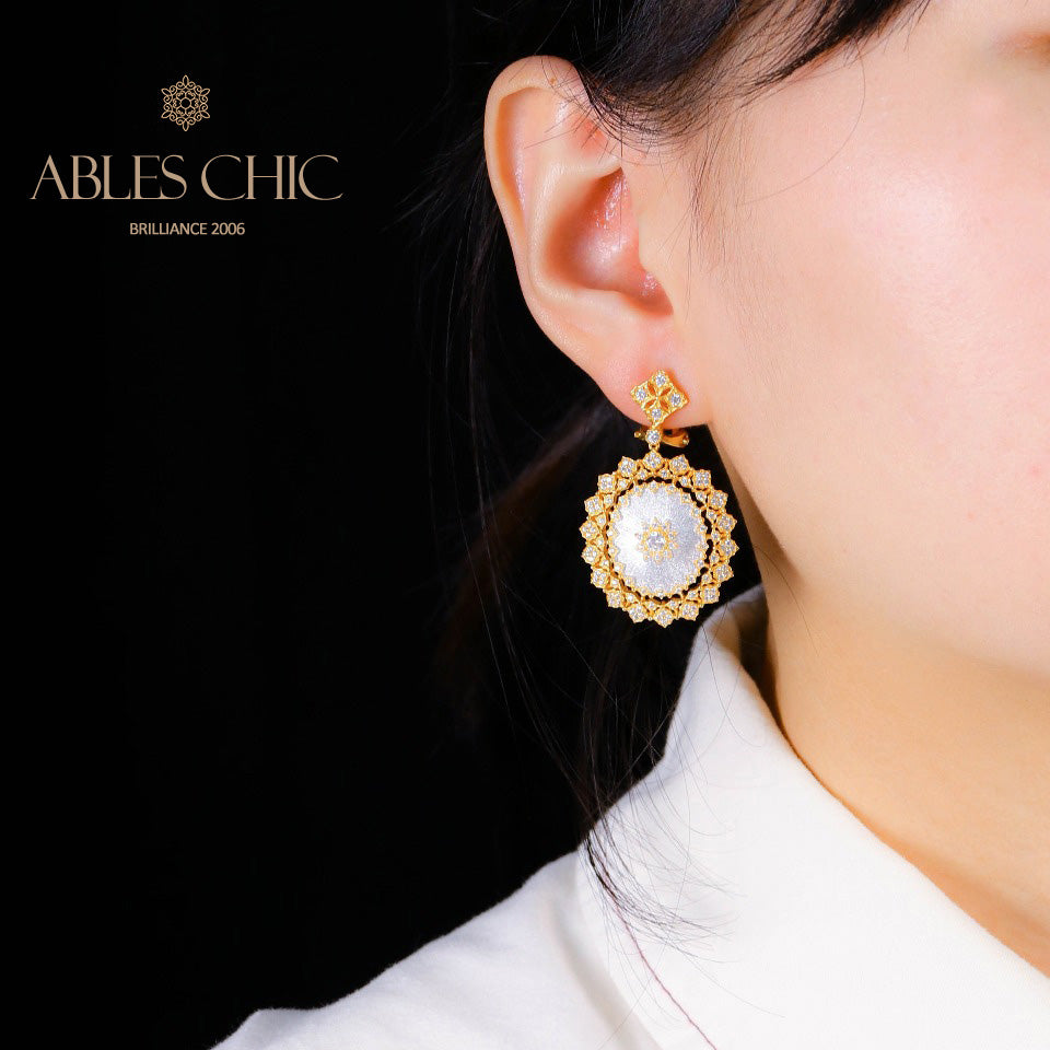 6prs Boucles D'oreilles Fleur En Soie 5049