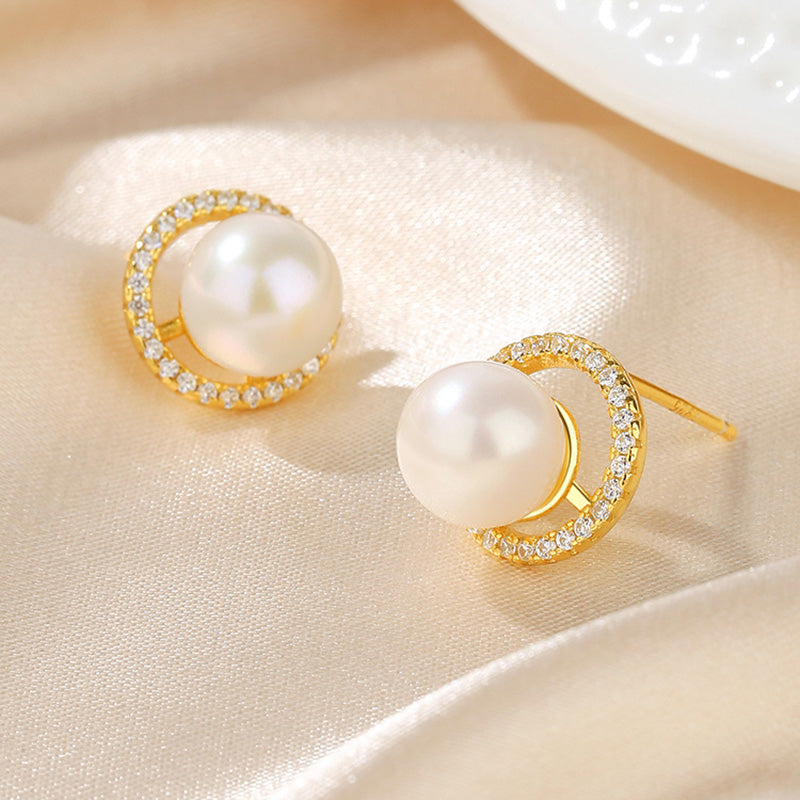 Boucles d'oreilles halo de perles d'eau douce PE1040