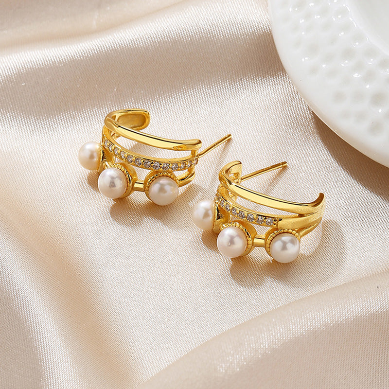Boucles d'oreilles Huggies en perles d'eau douce PE1052