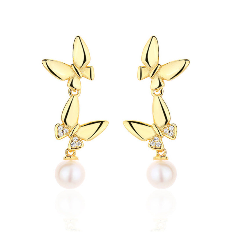 Boucles d'oreilles papillon en perles d'eau douce PE1021