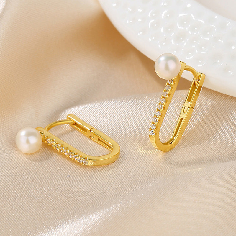 Boucles d'oreilles créoles en perles d'eau douce PE1027