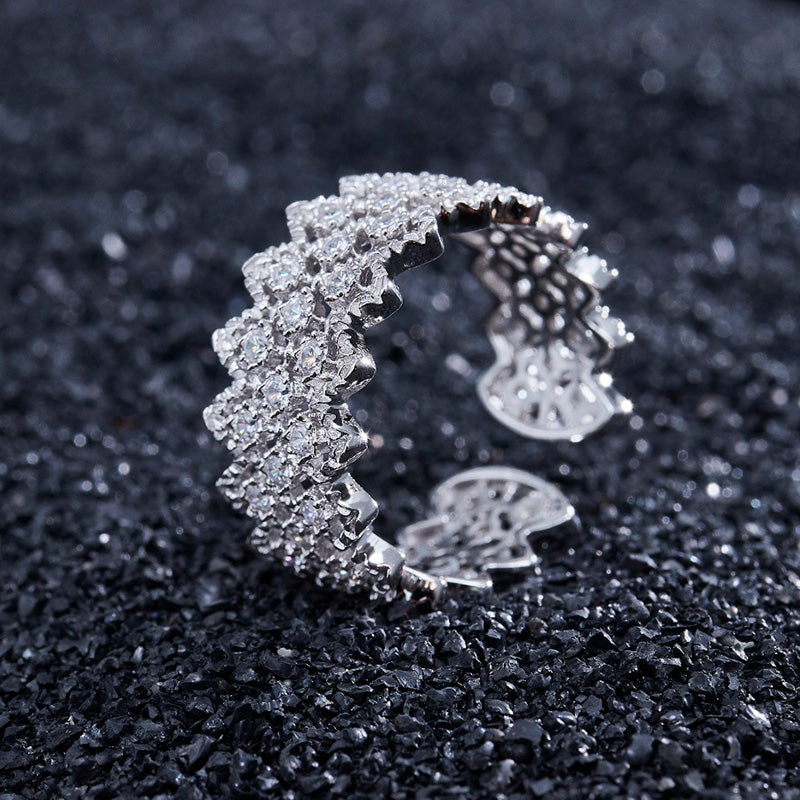 Bague ouverte en pierre à plusieurs rangées de dentelle 5705