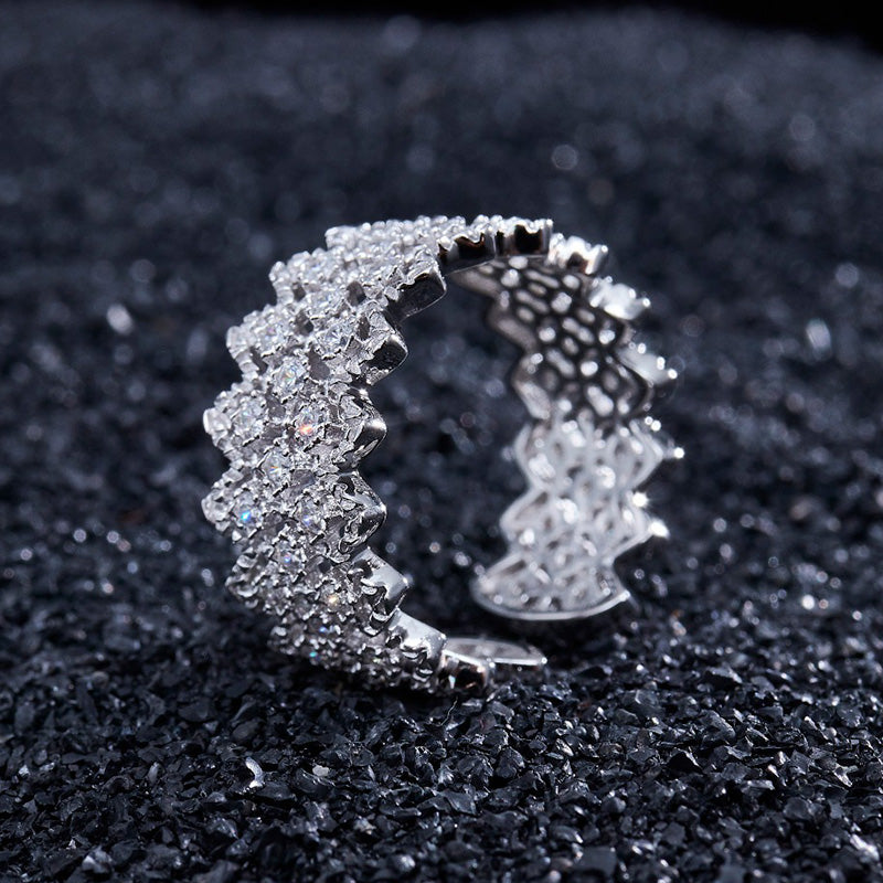 Bague ouverte en pierre à plusieurs rangées de dentelle 5705