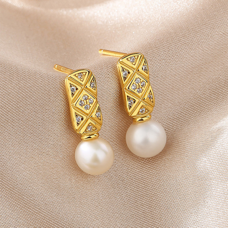 Boucles d'oreilles longue barre poire d'eau douce PE1024
