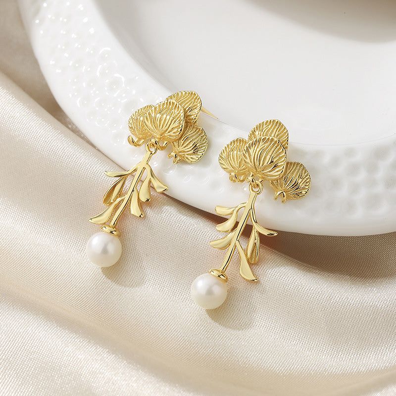 Boucles d'oreilles en grappe de glycine en perles d'eau douce PE1031