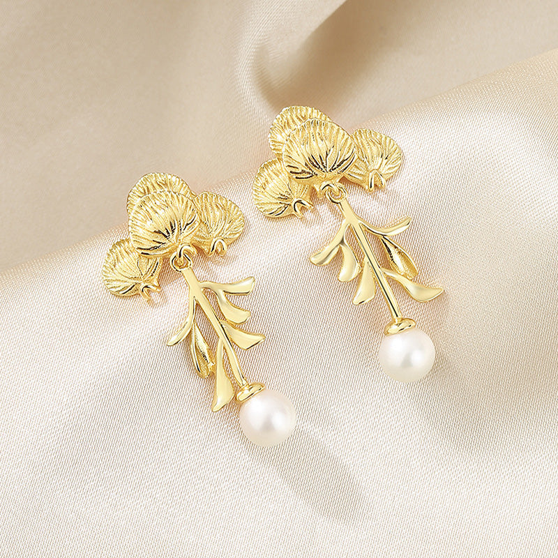Boucles d'oreilles en grappe de glycine en perles d'eau douce PE1031