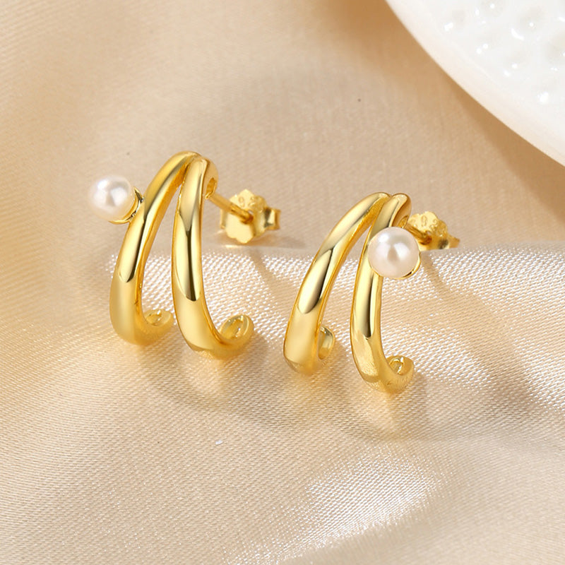 Boucles d'oreilles créoles en perles d'eau douce PE1028