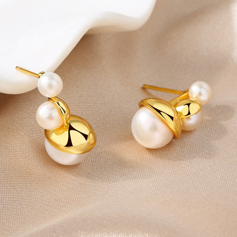 Boucles d'oreilles en grappe de fleurs de perles d'eau douce PE1006