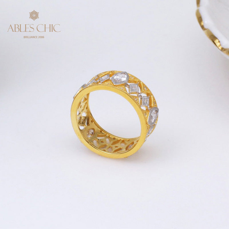 Bague Bande Ajourée Étoilée 5093