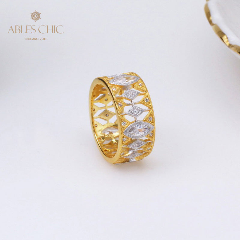 Bague Bande Ajourée Étoilée 5093