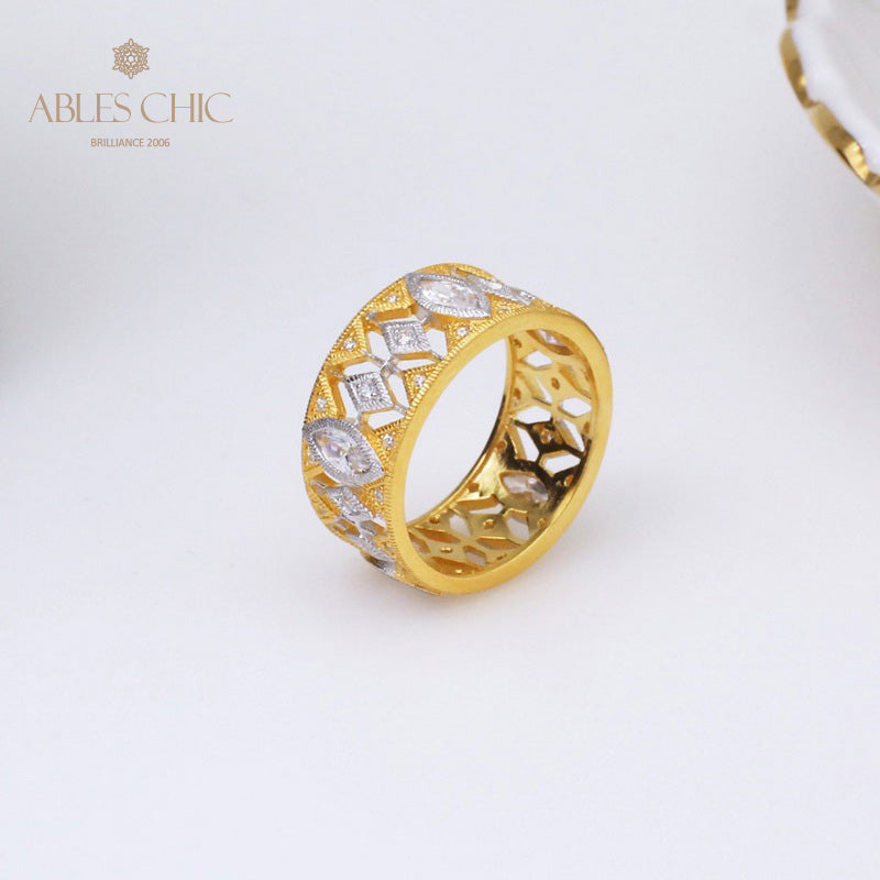 Bague Bande Ajourée Étoilée 5093