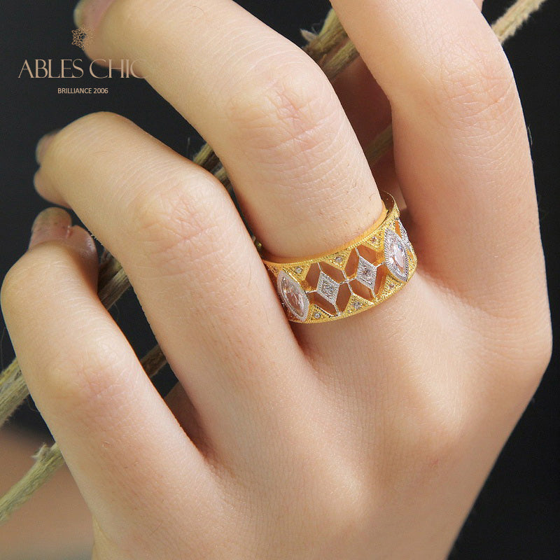 Bague Bande Ajourée Étoilée 5093