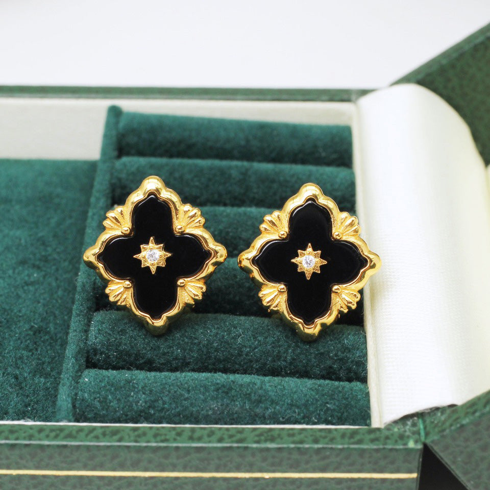 Boucles d'oreilles florales étoile trèfle 5035