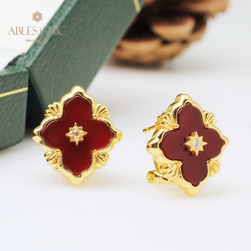 Boucles d'oreilles florales étoile trèfle 5035