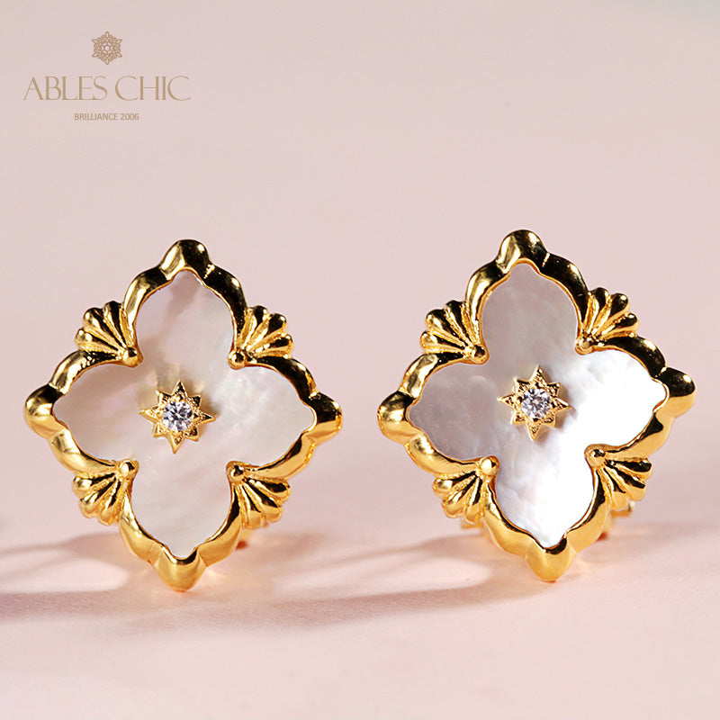Boucles d'oreilles florales étoile trèfle 5035