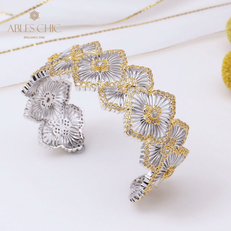 Bracelet nid d'abeille trèfles aérés 5244