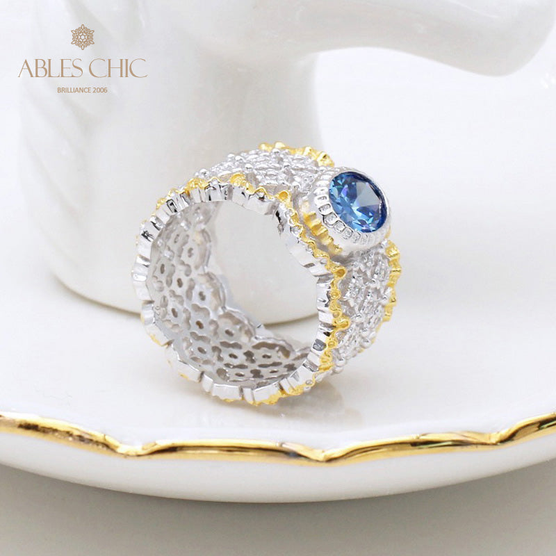 Bague florale en dentelle saphir 5032