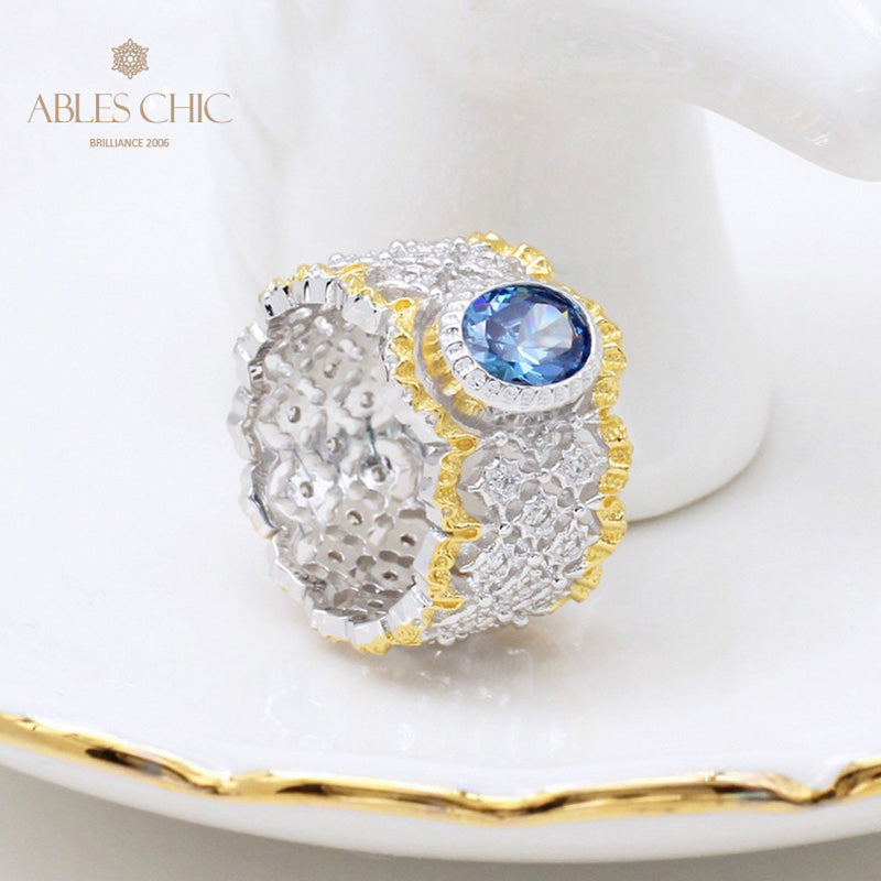 Bague florale en dentelle saphir 5032