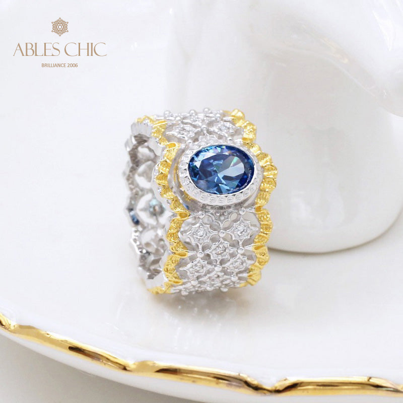 Bague florale en dentelle saphir 5032