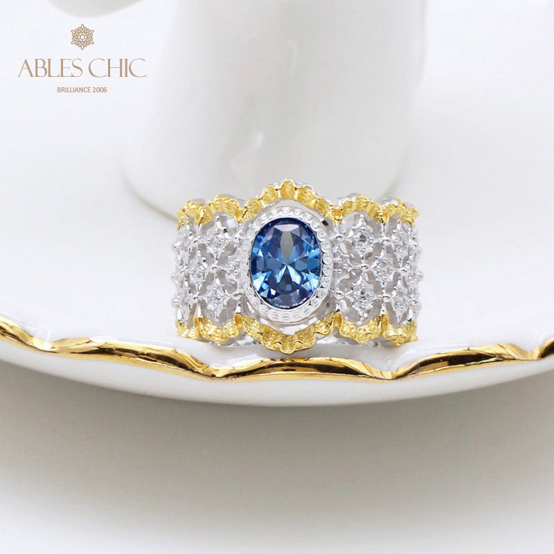 Bague florale en dentelle saphir 5032