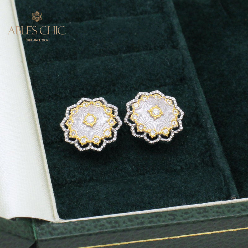 Boucles d'oreilles florales en filigrane de tissu 5167