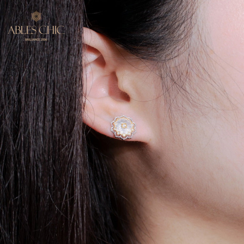 Boucles d'oreilles florales en filigrane de tissu 5167