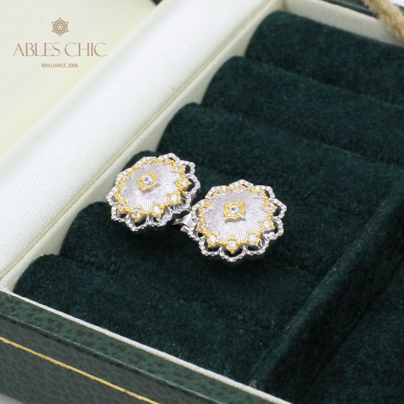 Boucles d'oreilles florales en filigrane de tissu 5167