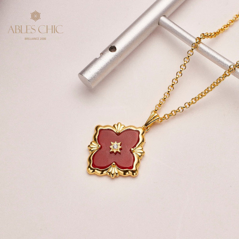 Collier Floral Trèfle Agate 5727