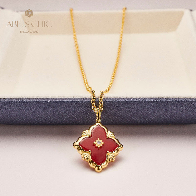 Collier Floral Trèfle Agate 5727
