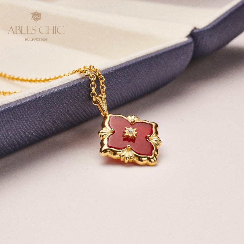 Collier Floral Trèfle Agate 5727