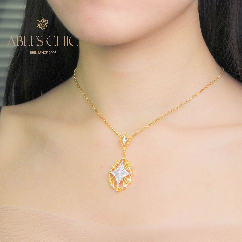 Collier trèfle étoile en filigrane 5108