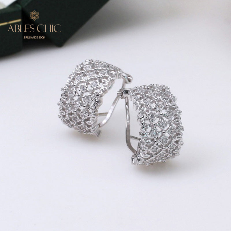 Boucles d'Oreilles Nid d'Abeille Dentelle Aérée 5106